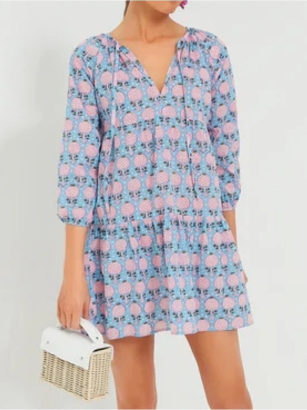 SZ Blockprints Tuckernuck Priya Dress Liberty Pink Floral Cotton Size Large